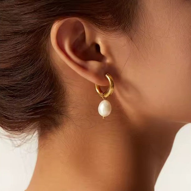 Hoop Pearl Earrings